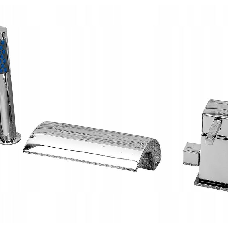 BATERIA NA WANNĘ WANNOWA 3 OTWOROWA Z WYLEWKĄ WODOSPADEM NAWANNOWA WODOSPAD