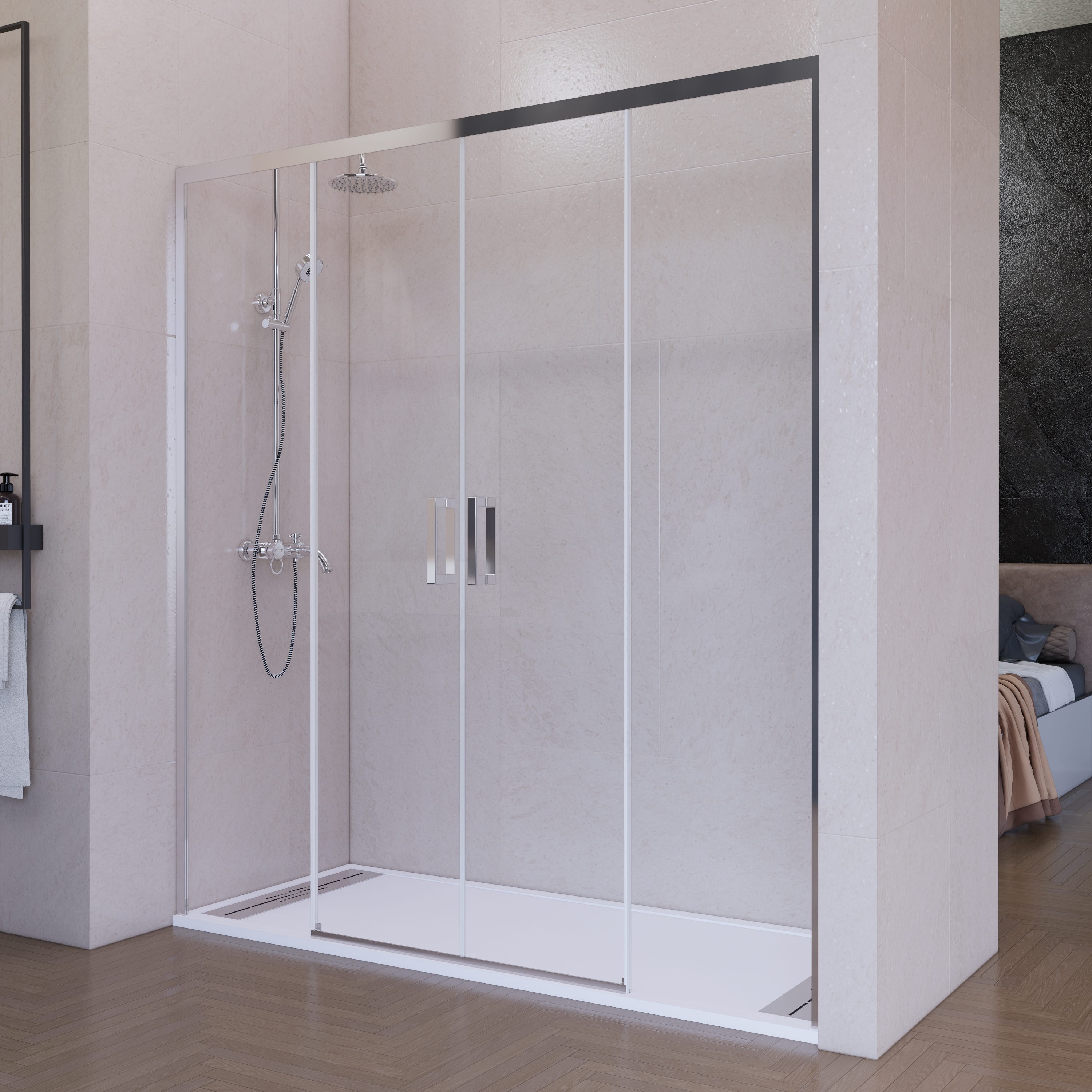 Paroi De Douche 2 Portes Coulissantes 2 Fixes Paroi De Douche paroi-de-douche-2-portes-coulissantes-2-fixes-paroi-de-douche