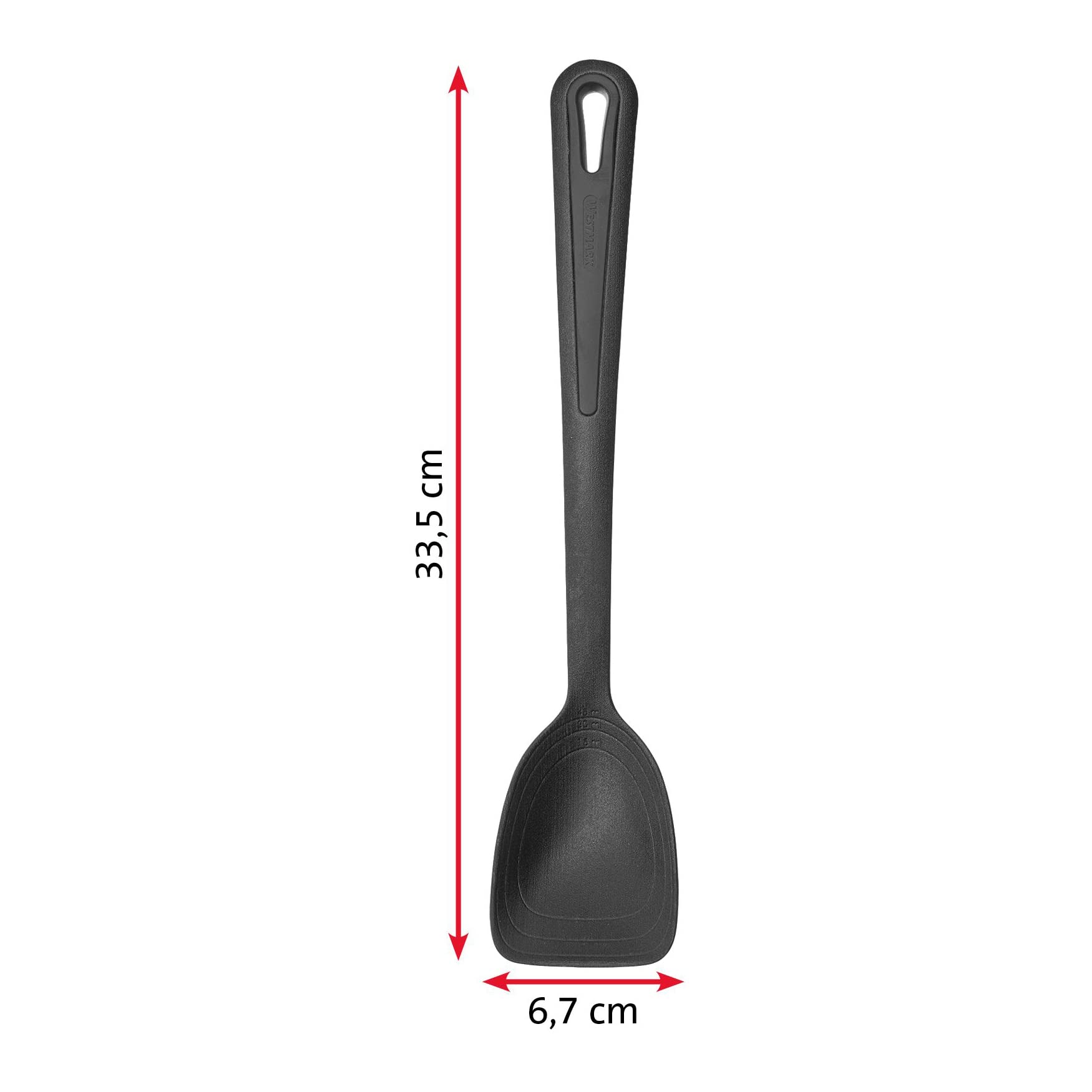 Westmark 286122E6 - Set di 2 cucchiai per verdure e padella, con scala interna da 15, 30 e 45 ml, in plastica, Gentle, colore: Nero - 4