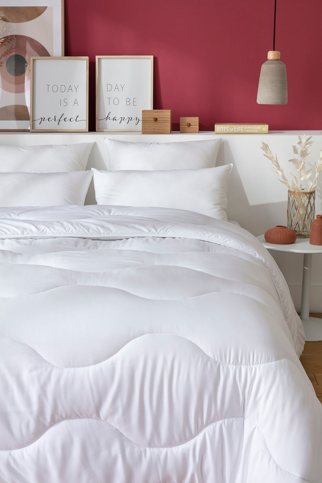 Couette tempérée 220 x 240 cm polyester microfibre blanc 250g/m² - 3