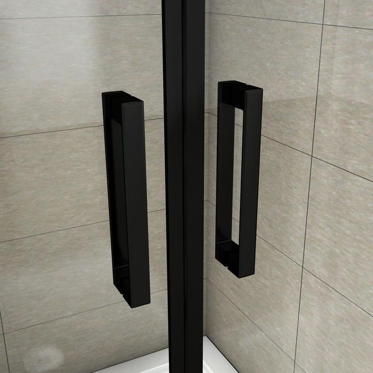 Aica Porte De Douche Battante Noir Mat 90x200cm En 8mm Verre Anticalcaire - 4