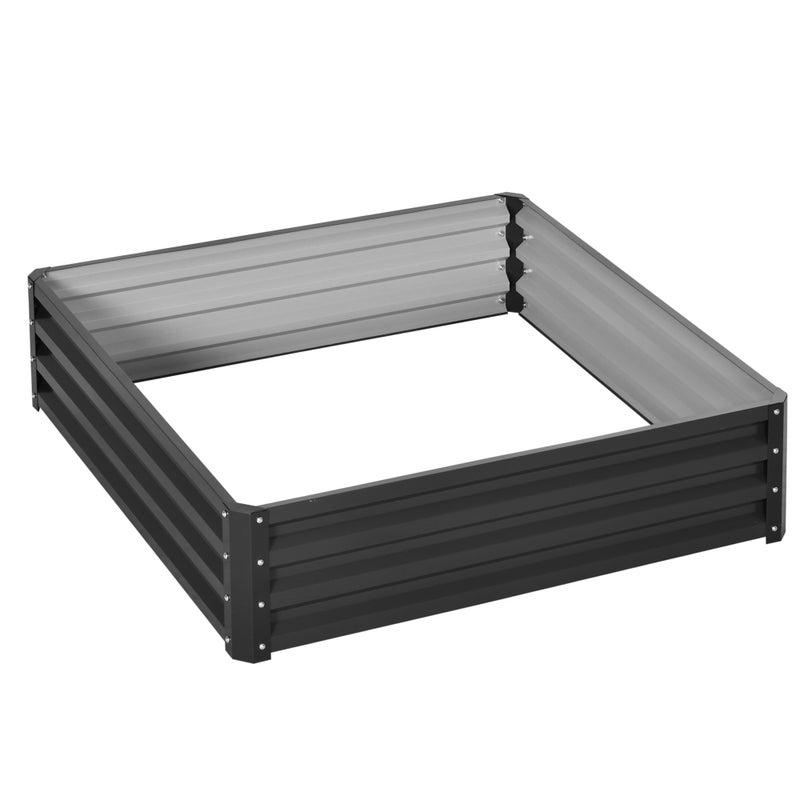Podwyższona grządka Outsunny ze stali Skrzynka na kwiaty 120x120x30cm na patio ogrodowe Balkon Szara skrzynka na rośliny Grządka na warzywa Doniczka