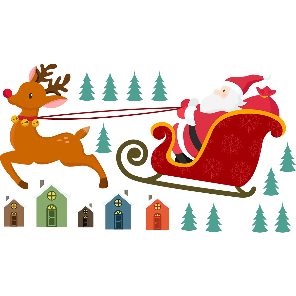 Sticker Noël le Père Noël en plein vol - Autocollants stickers adhésifs noël - décoration fêtes - 30x50cm - 2