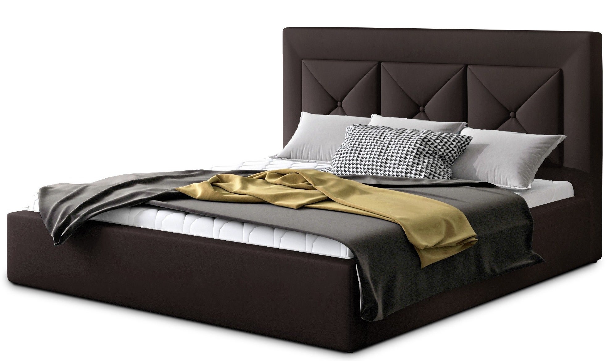 Cadre De Lit Double 140x200 Cm Similicuir Daim Marron Rembourré - VidaXL, Pour Adulte