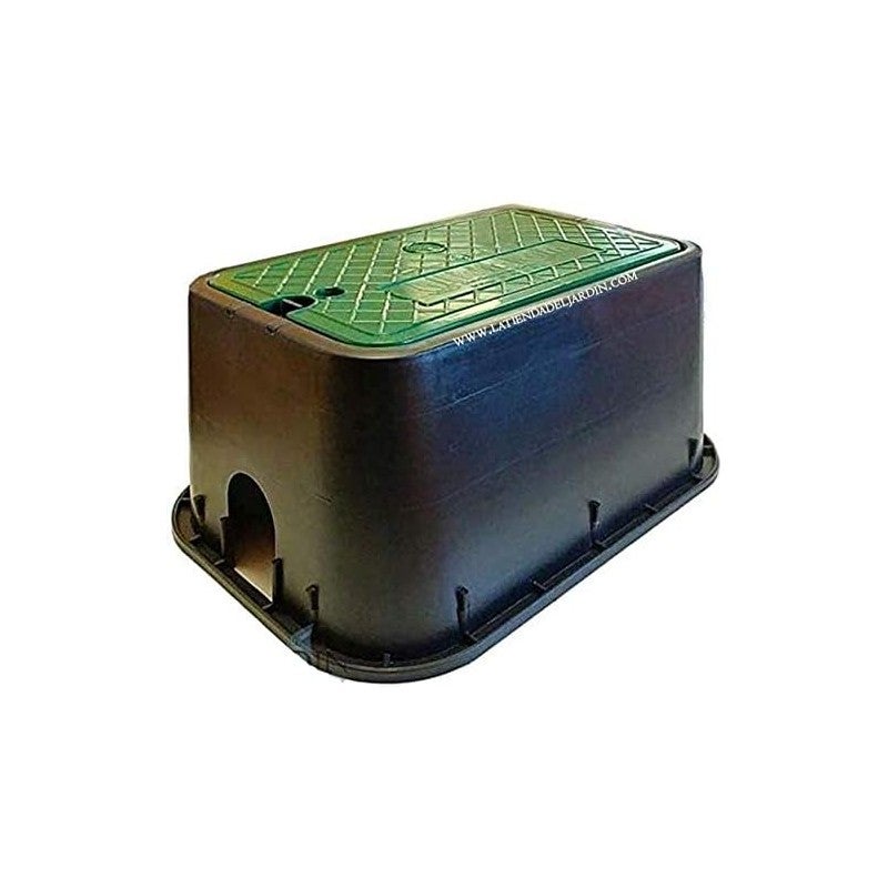 Arqueta de riego jardin 49x35x22 cm | pack 4 arqueta riego rectangular para electrovalvulas | arquetas de riego con tapa