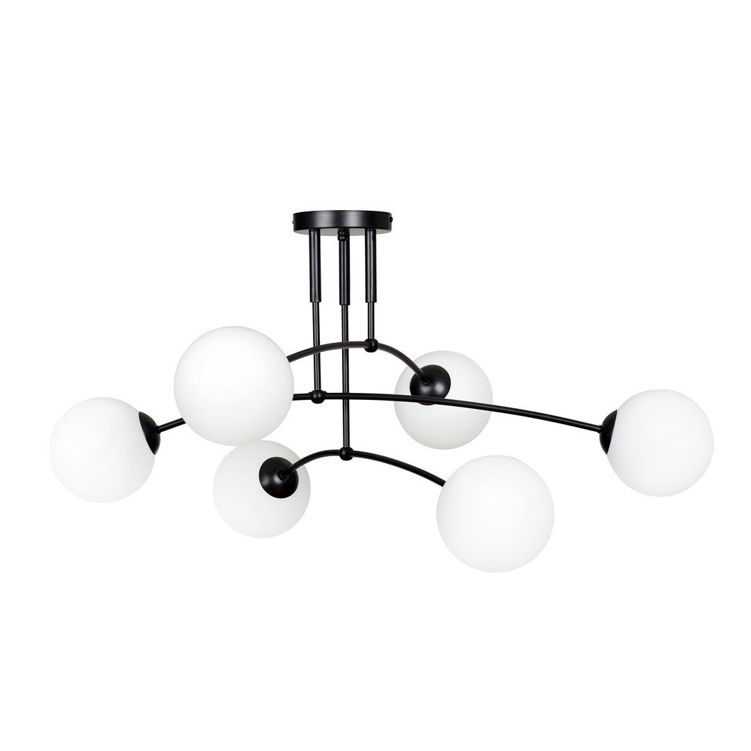 Lampa wisząca Pregos czarno-biała 6xE14x40W wym: 40 x 70 cm szkło Emibig