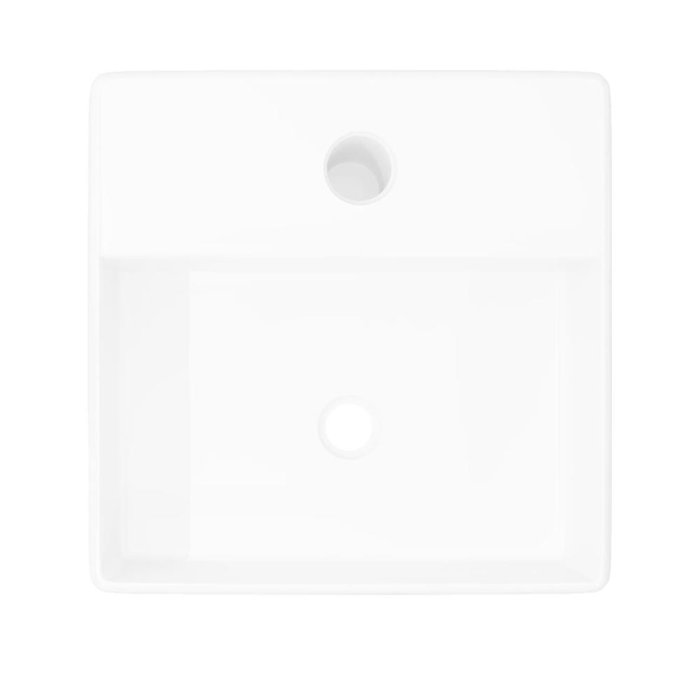 Lavabo carré à trou pour robinet Céramique Blanc vidaXL - 3