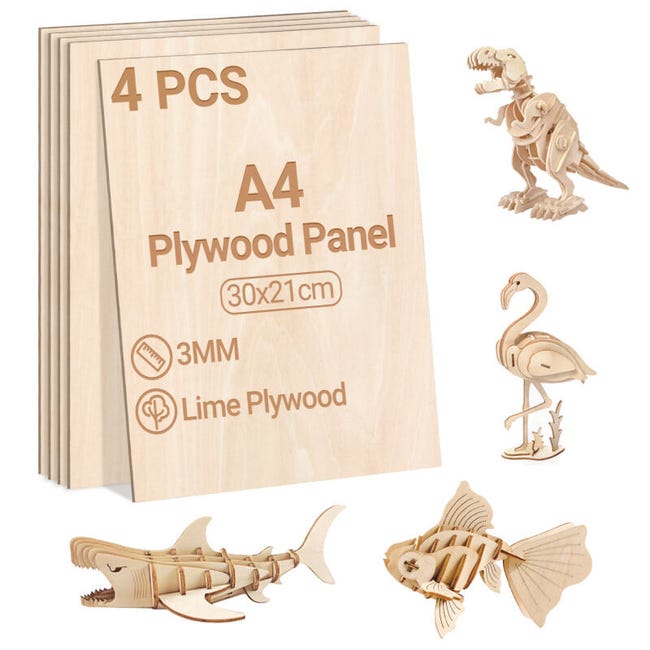 JMIATRY Lot De 15 Panneaux Contreplaqué 2mm 420x300mm - Bois Tilleul Pour Laser Bricolage Modélisme