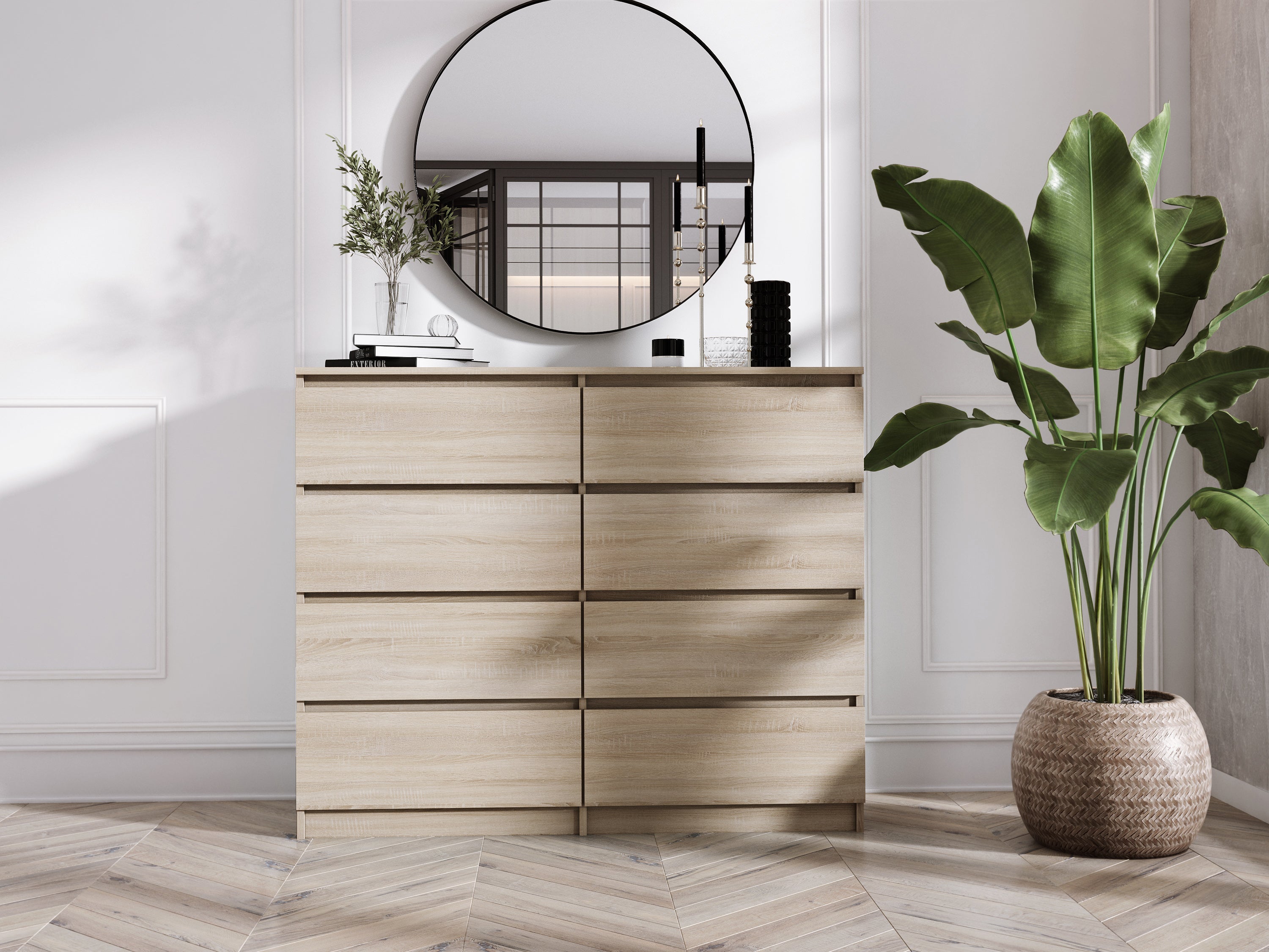 Commode 8 Tiroirs, Chêne Sonoma, 138 x 101 x 39 cm - 3
