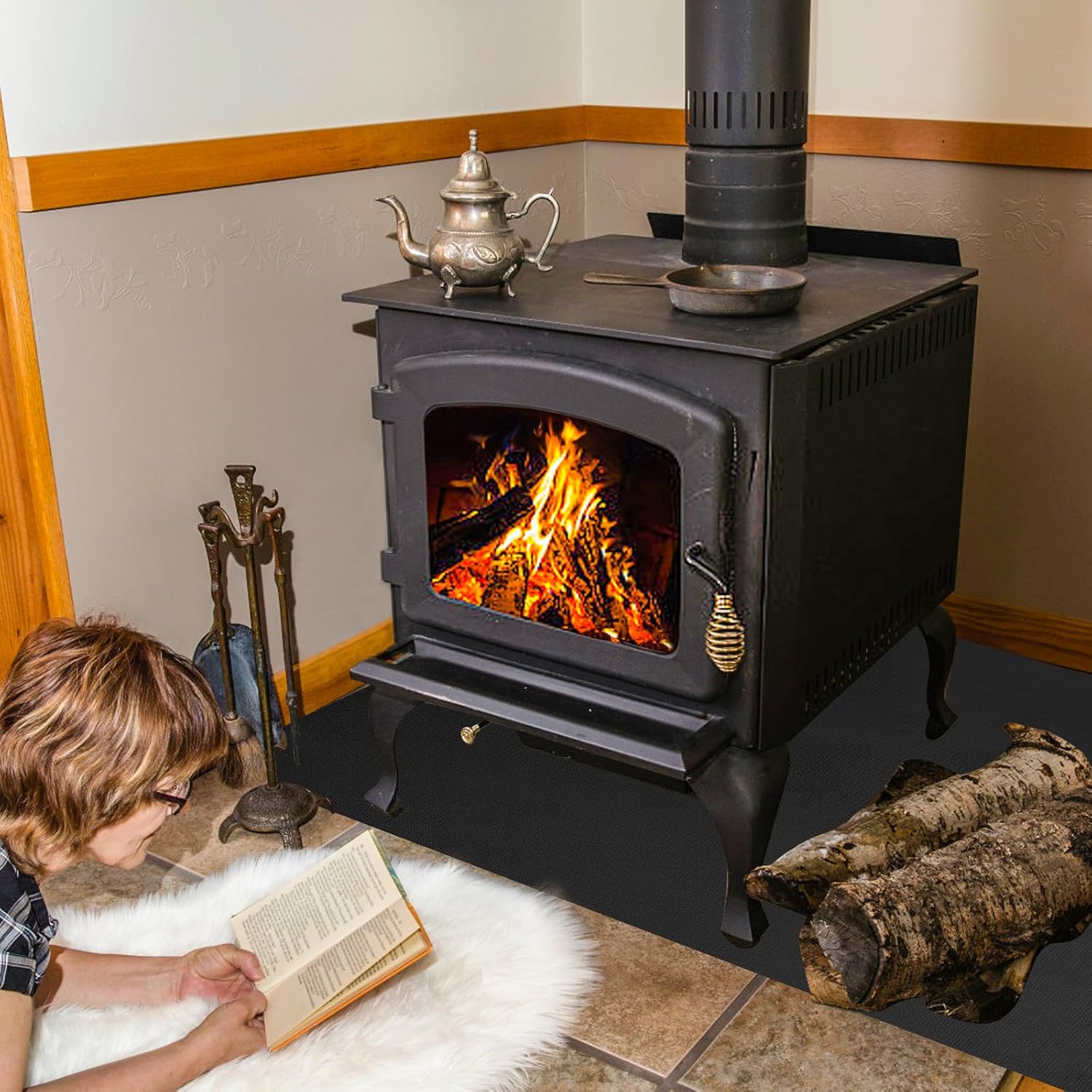 Tapis ignifuge isolant thermique noir, résistant à la chaleur jusqu'à 1093°C, 122cm*76cm - 3