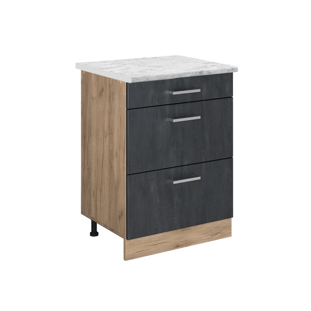 Vicco Szafka dolna do kuchni R-Line, Czarny beton, 60 cm BP Marmur
