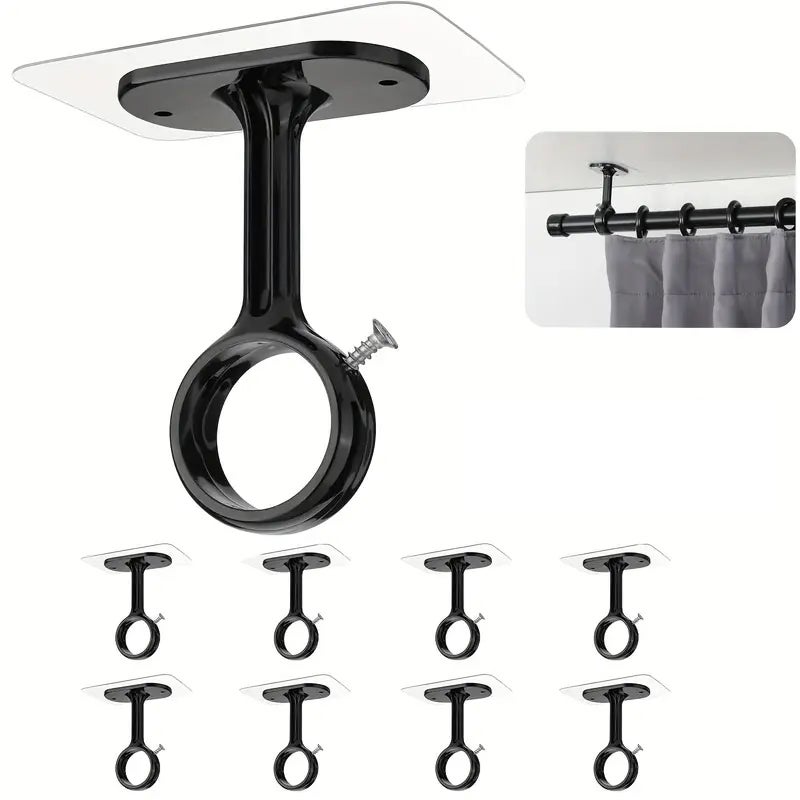 12 Supports De Tringle à Rideaux Autocollants, Sans Perçage, Pour Porte Serviettes Maison Salle De Bain Hotel 98454831