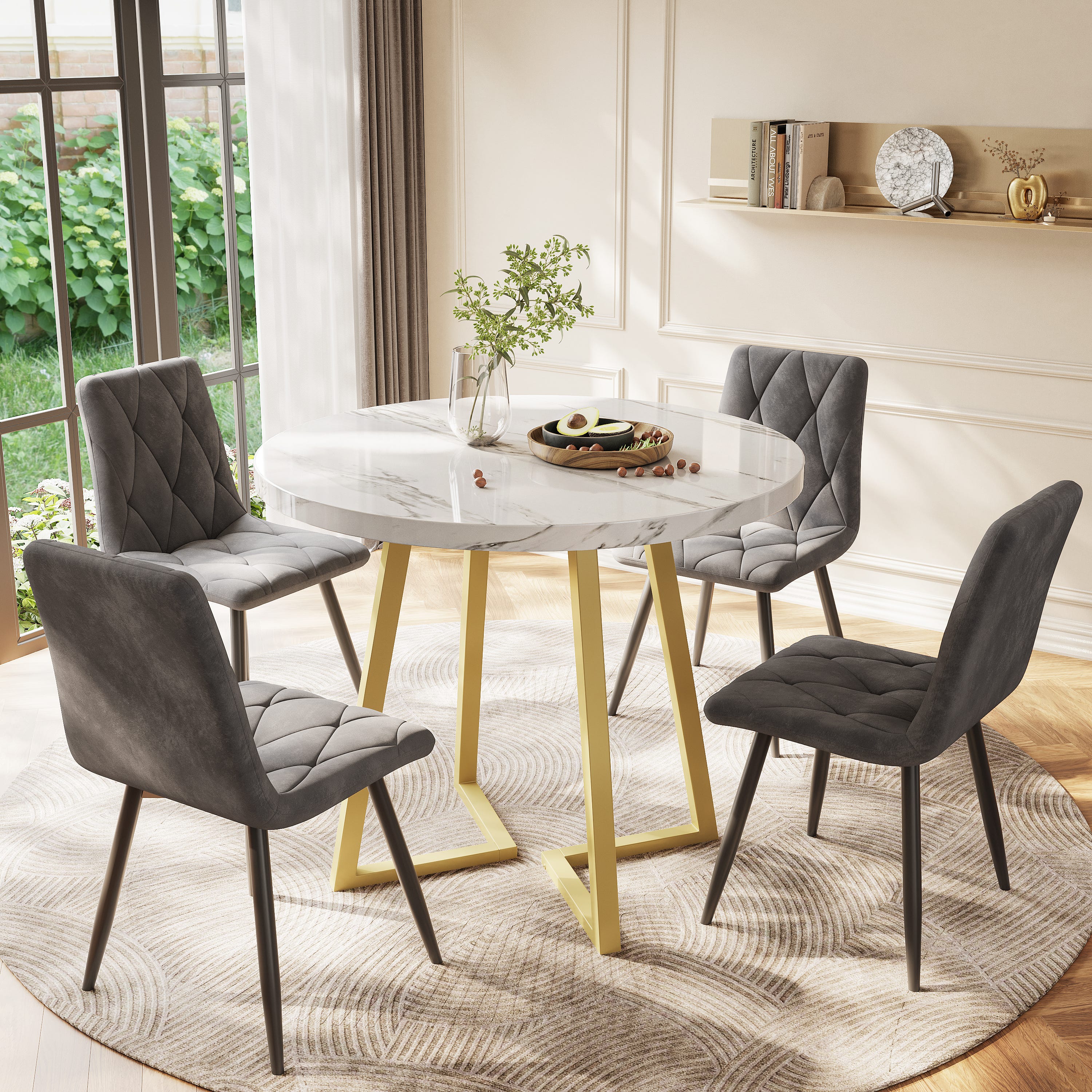 Table Ronde Moderne Table basse ronde moderne en métal (80 x 80 x 75 cm), petite table à ...