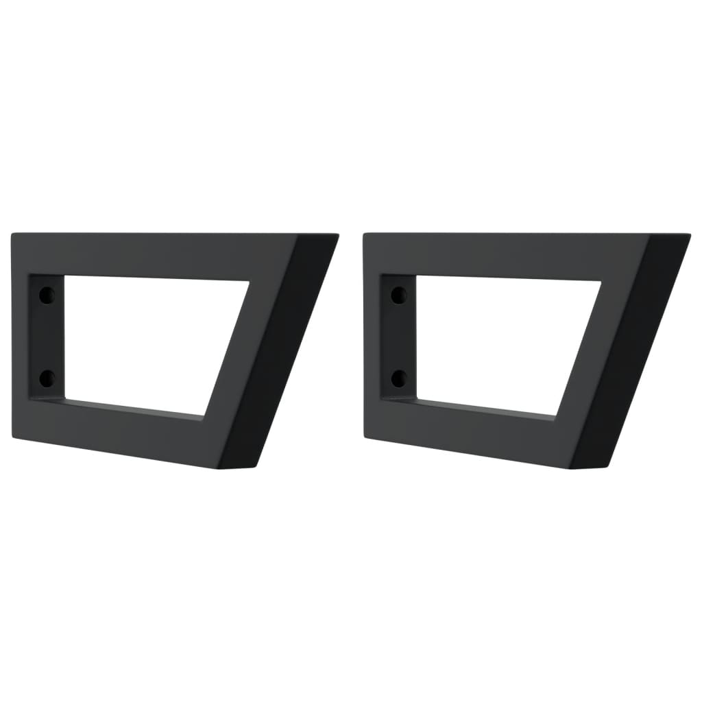 Supports d'étagères pour lavabo 2 pcs noir trapèze acier vidaXL - 2