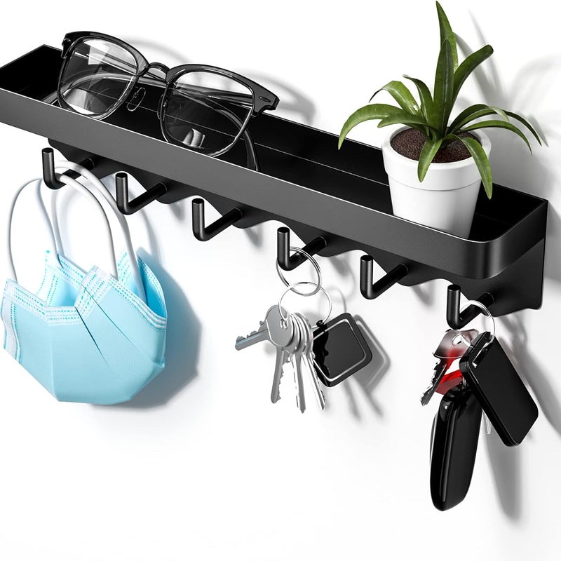 Wieszak na klucze montowany na ścianie z 6 haczykami, mały przenośny haczyk bez wiercenia, ozdobne pudełko do przechowywania kluczy i poczty przy
