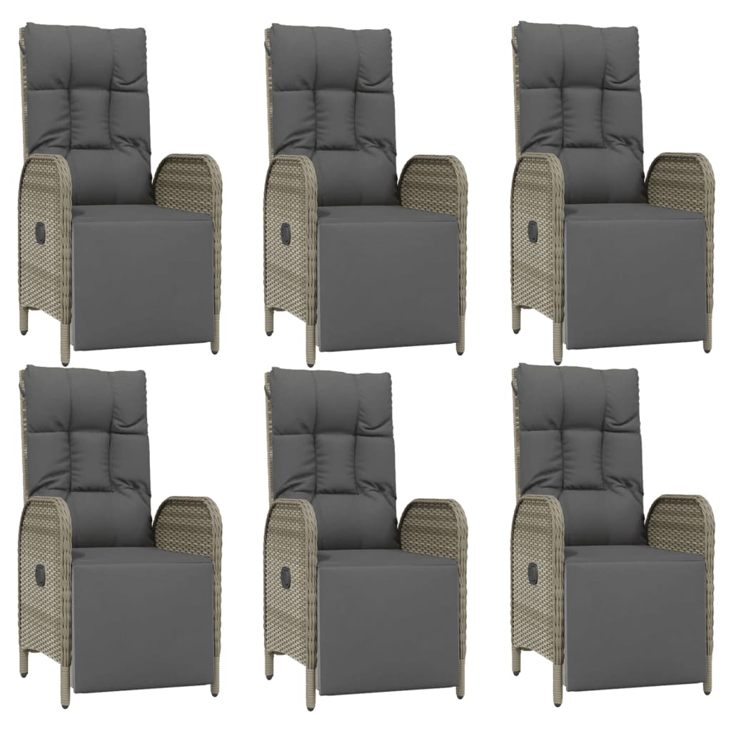 Maison Exclusive - Set da Pranzo da Giardino 7 pz con Cuscini in Polyrattan Grigio - 4