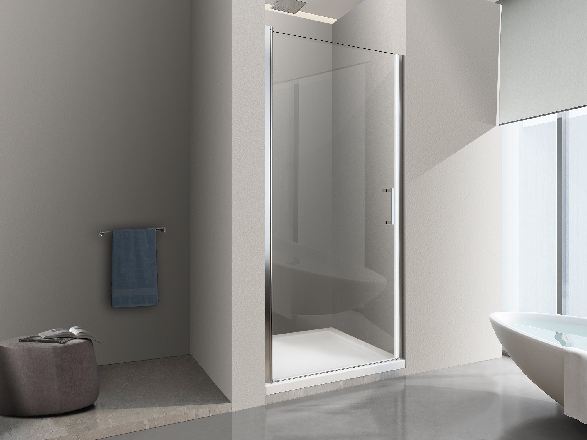 NALA Porte de douche de 8 mm à battant pour installation en niche H.200