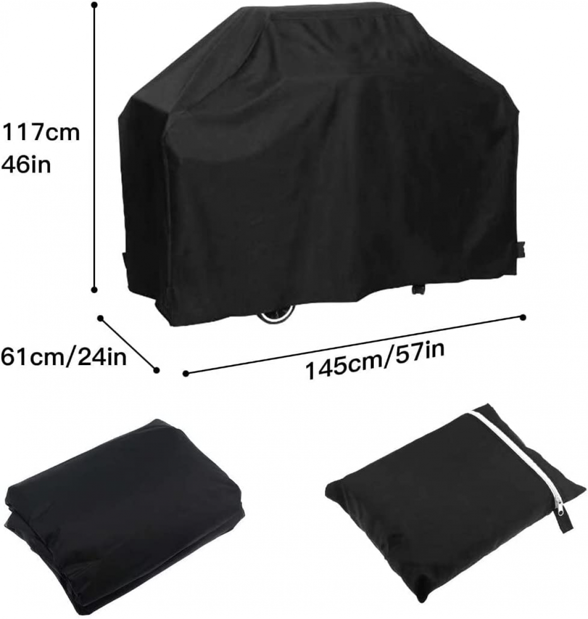 Couvercle de barbecue imperméable à l'eau barbecue, extérieur UV résistant à la poussière Heavy Duty barbecue couvercle 145x61x117cm - 2