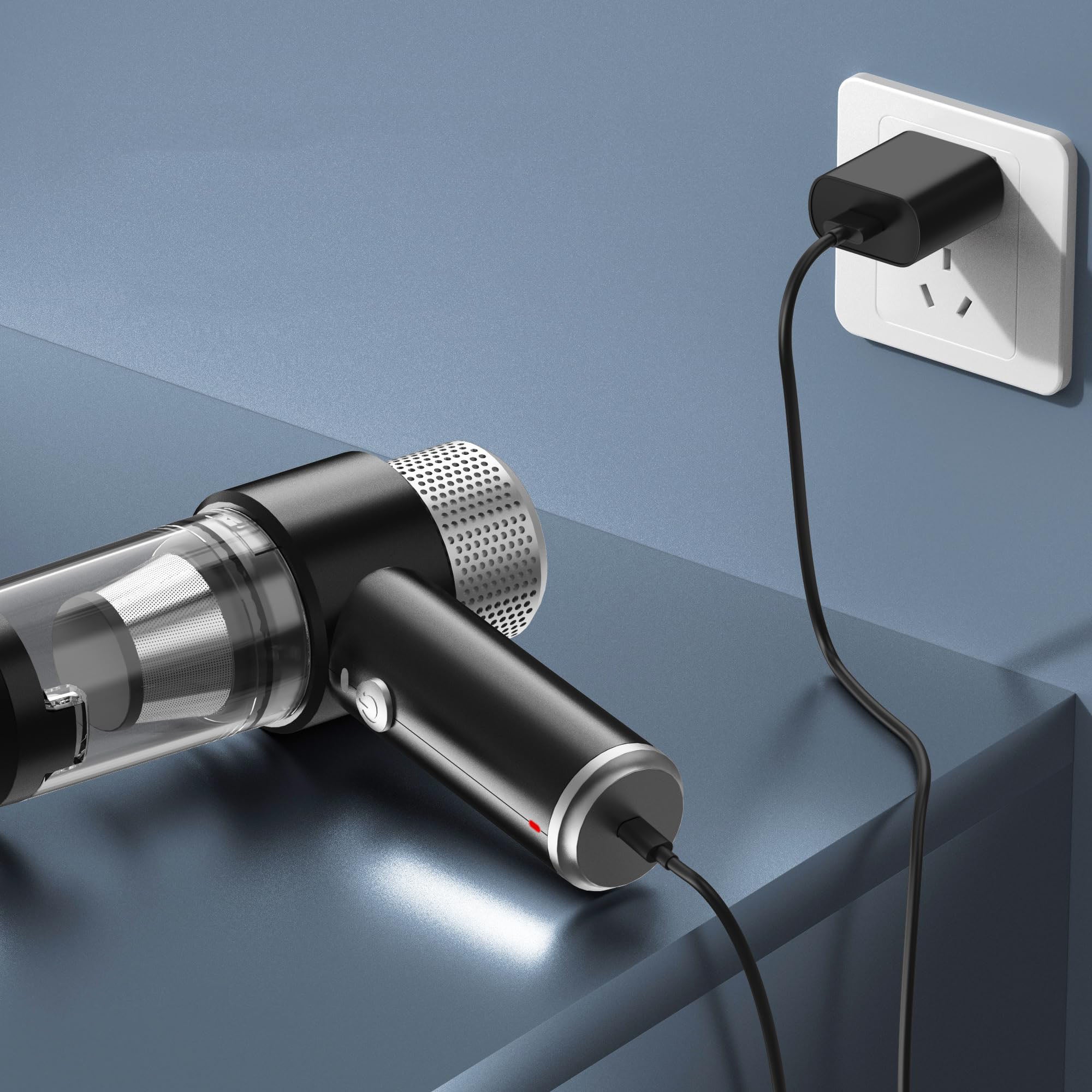 Aspirapolvere portatile, piccolo aspirapolvere, nero e argento, standard 6500PA+1 elemento filtrante - 6