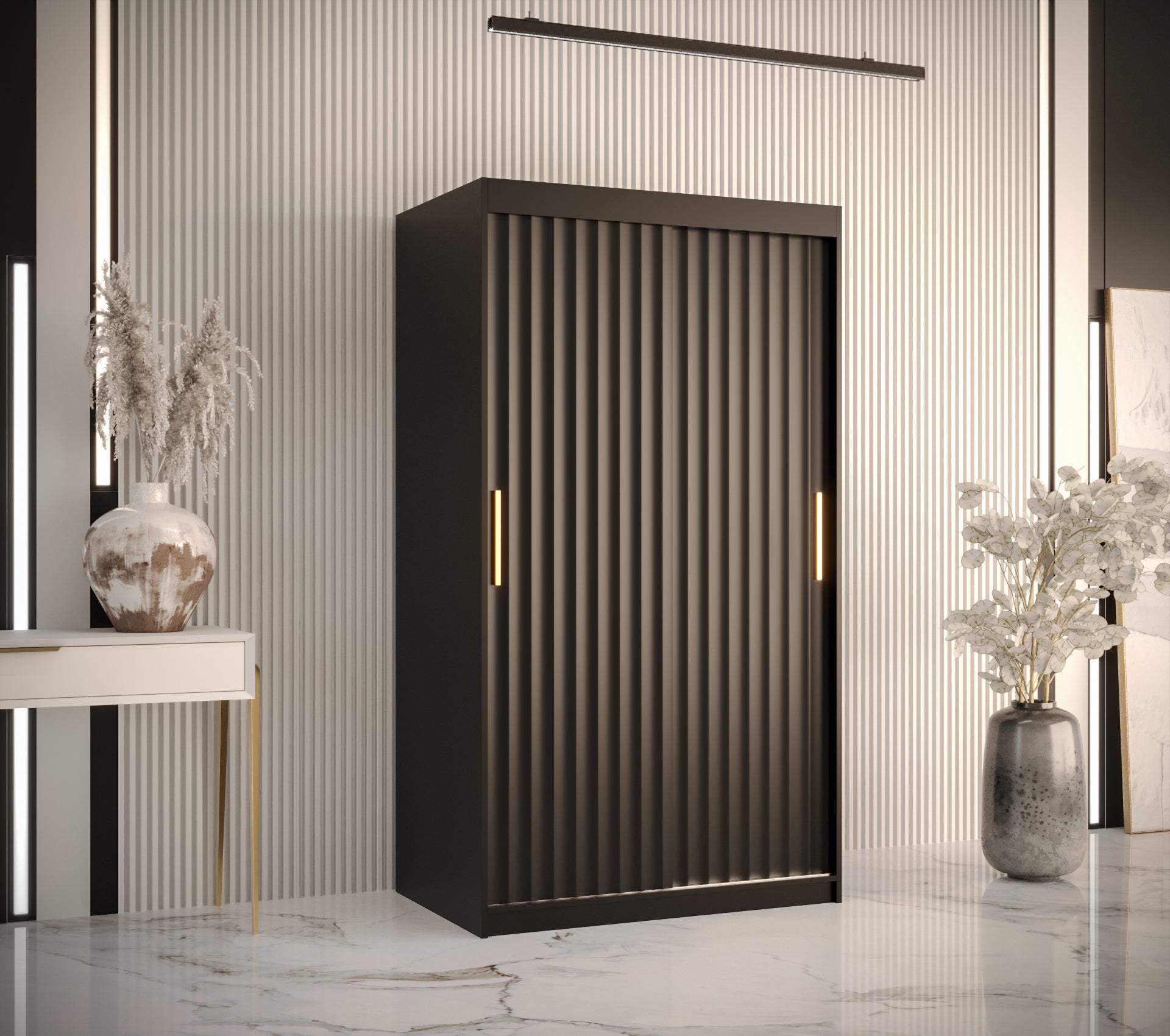 Szafa przesuwna garderoba RIFLO WAVE 1 100 x 62 x 200 cm Czarny - Abiks Meble - 2
