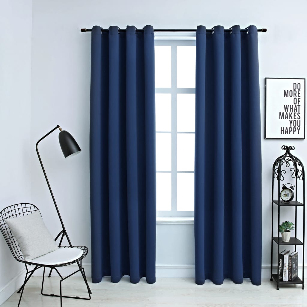 Maison exclusive - cortinas opacas con anillas de metal 2 uds azul 140x245 cm