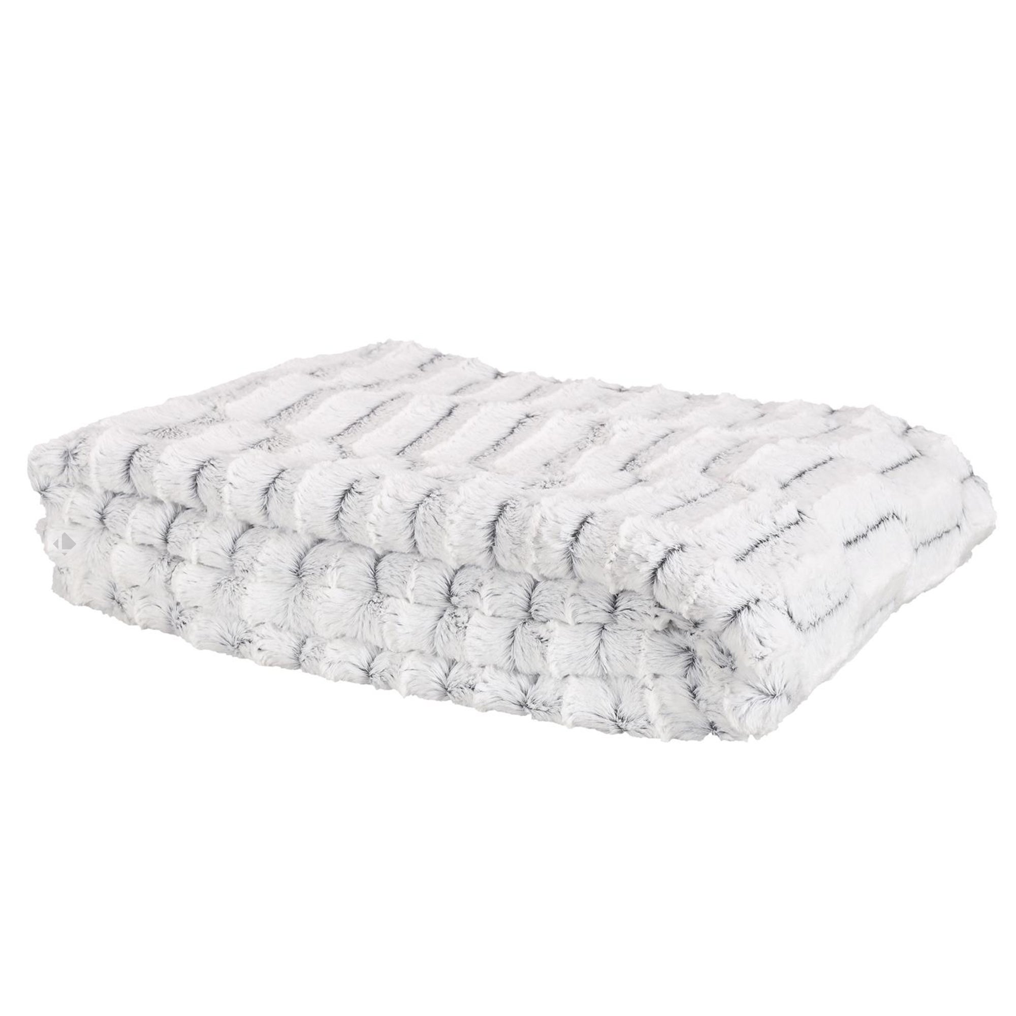 Plaid fausse fourrure collection LAURE 140x200 cm coloris gris clair - 2