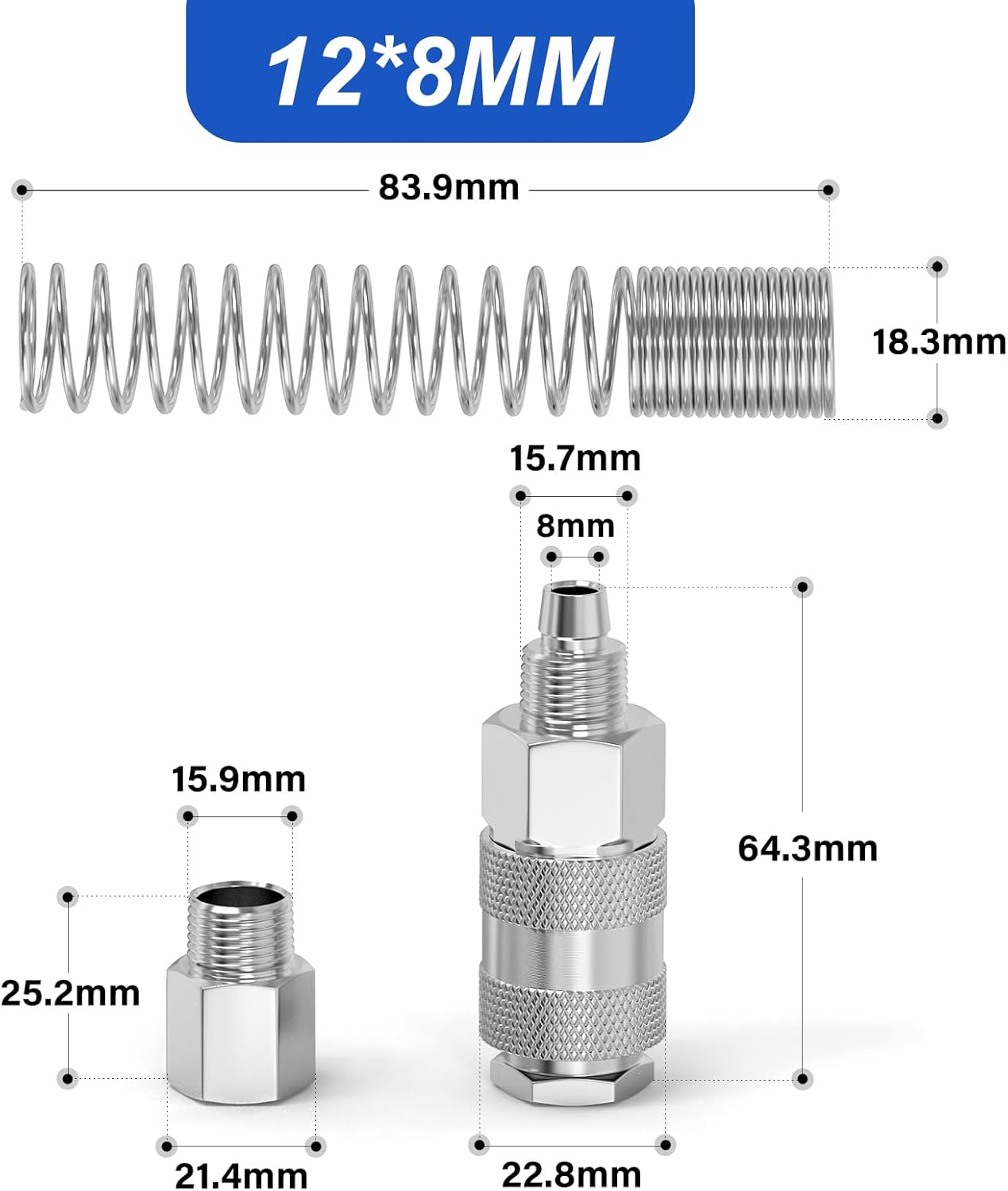 raccord rapide air comprimé raccord air comprimé tube de 12MM OD x 8MM kit de raccord d’air industriel 1pc - 2