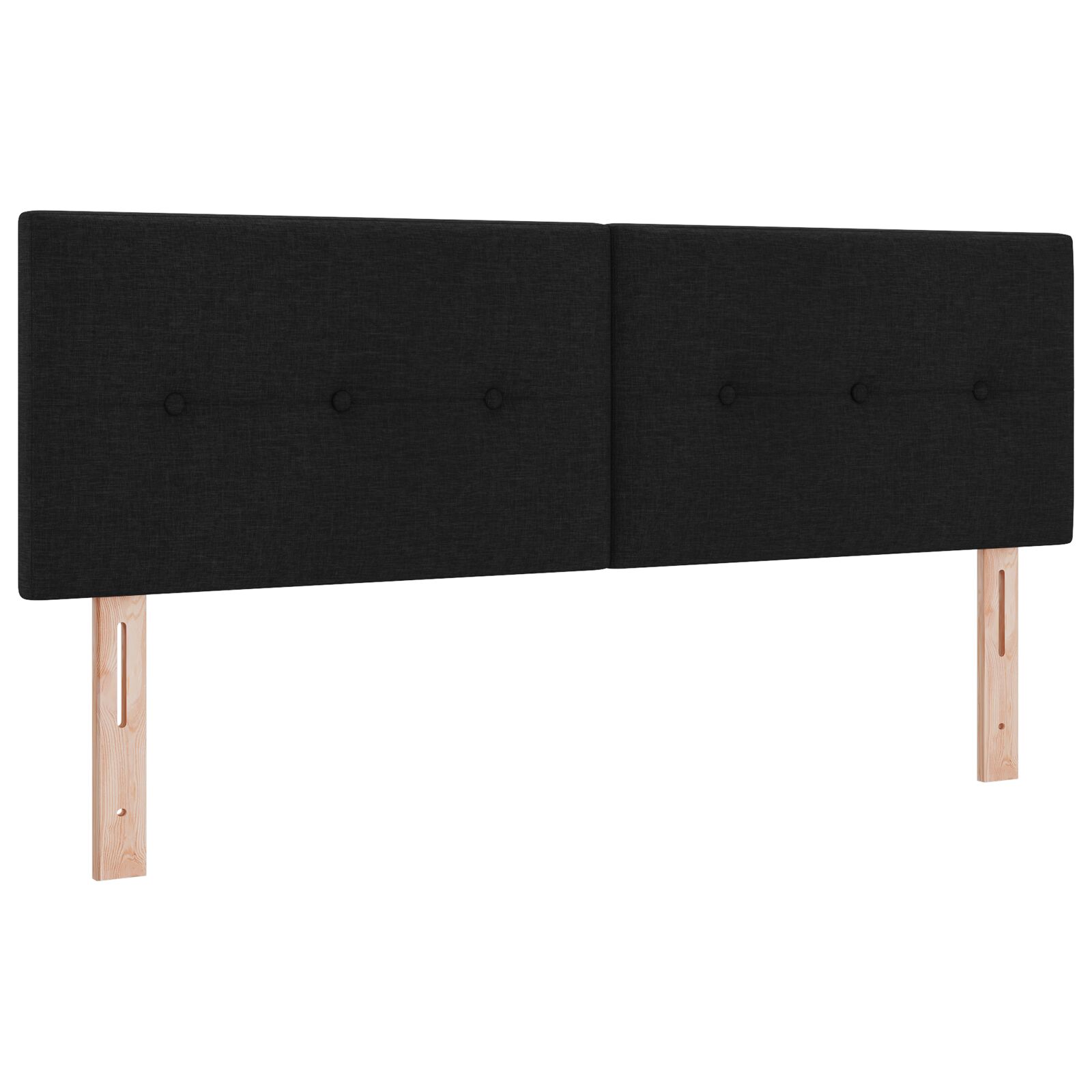 Tête De Lit ISANDRE 140 Rembourrée Tissu Polyester Noir - Sur Pieds Bois Hévéa, Confort Lecture 140cm