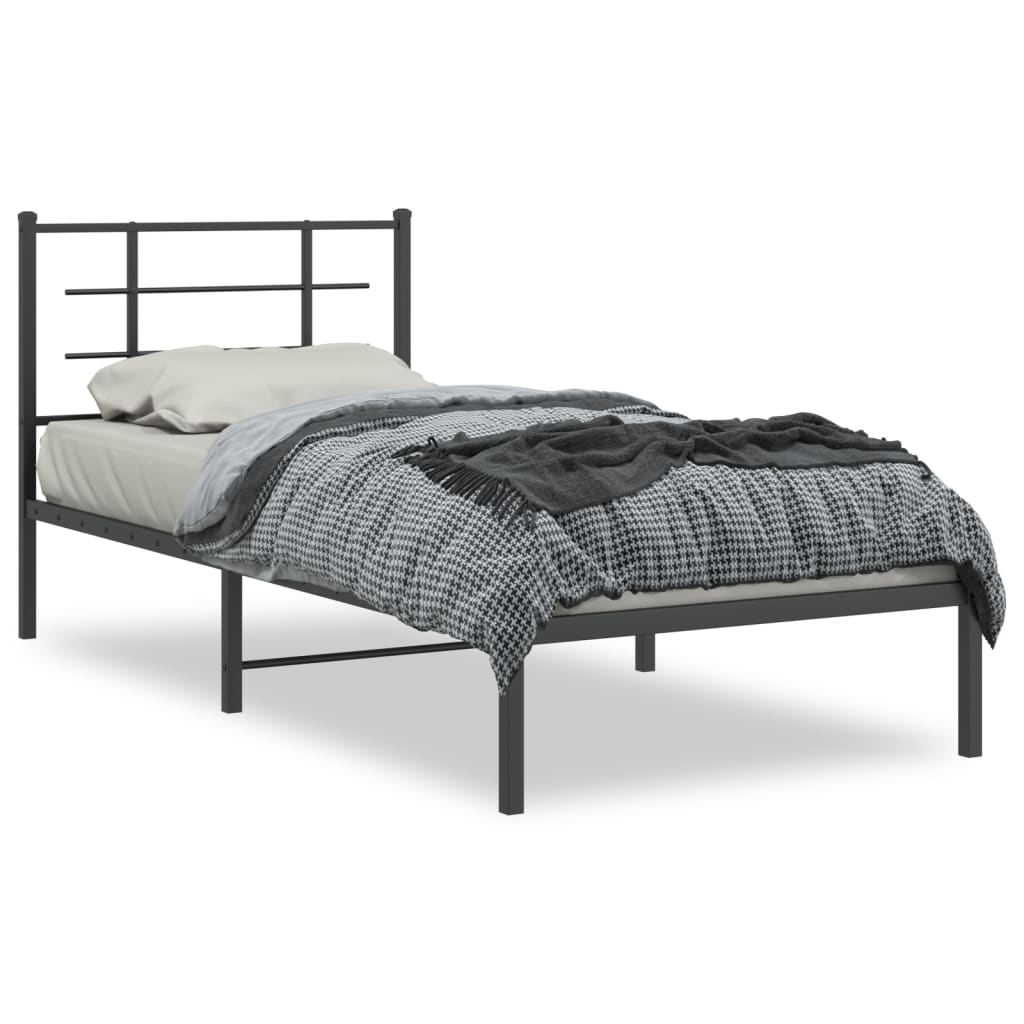 Łóżko Metalowe Czarne Rama Łóżka Ze Stelażem Do Sypialni Pokoju 90x190 cm
