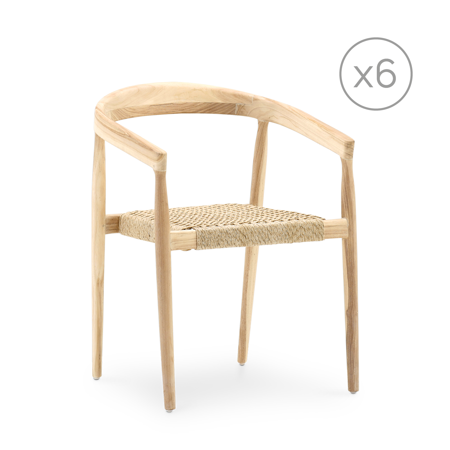 Pack poltrone da giardino impilabili in teak e rattan sintetico