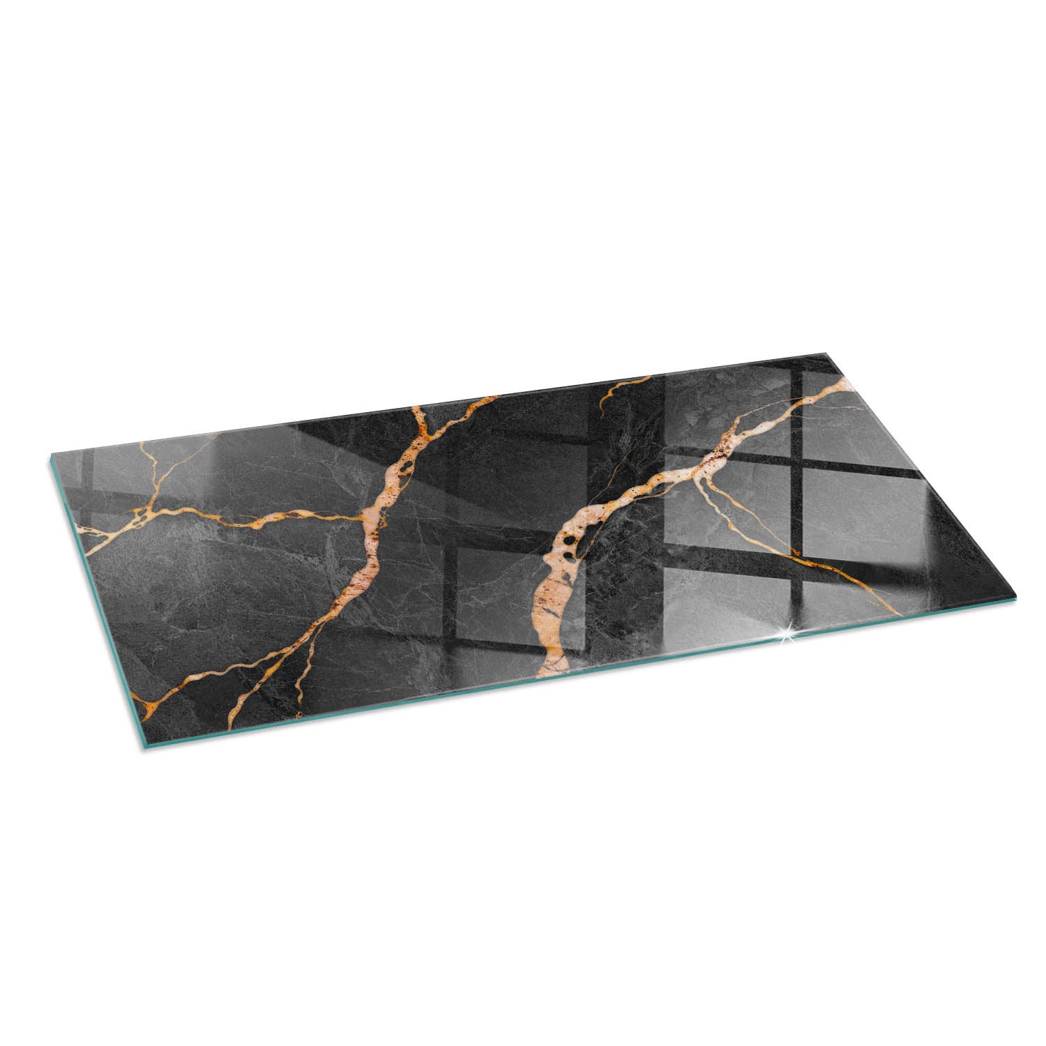 Szkło hartowane na podłogę pod kominek - 125x50 cm - Elegancki marmur z żyłkami - TULUP