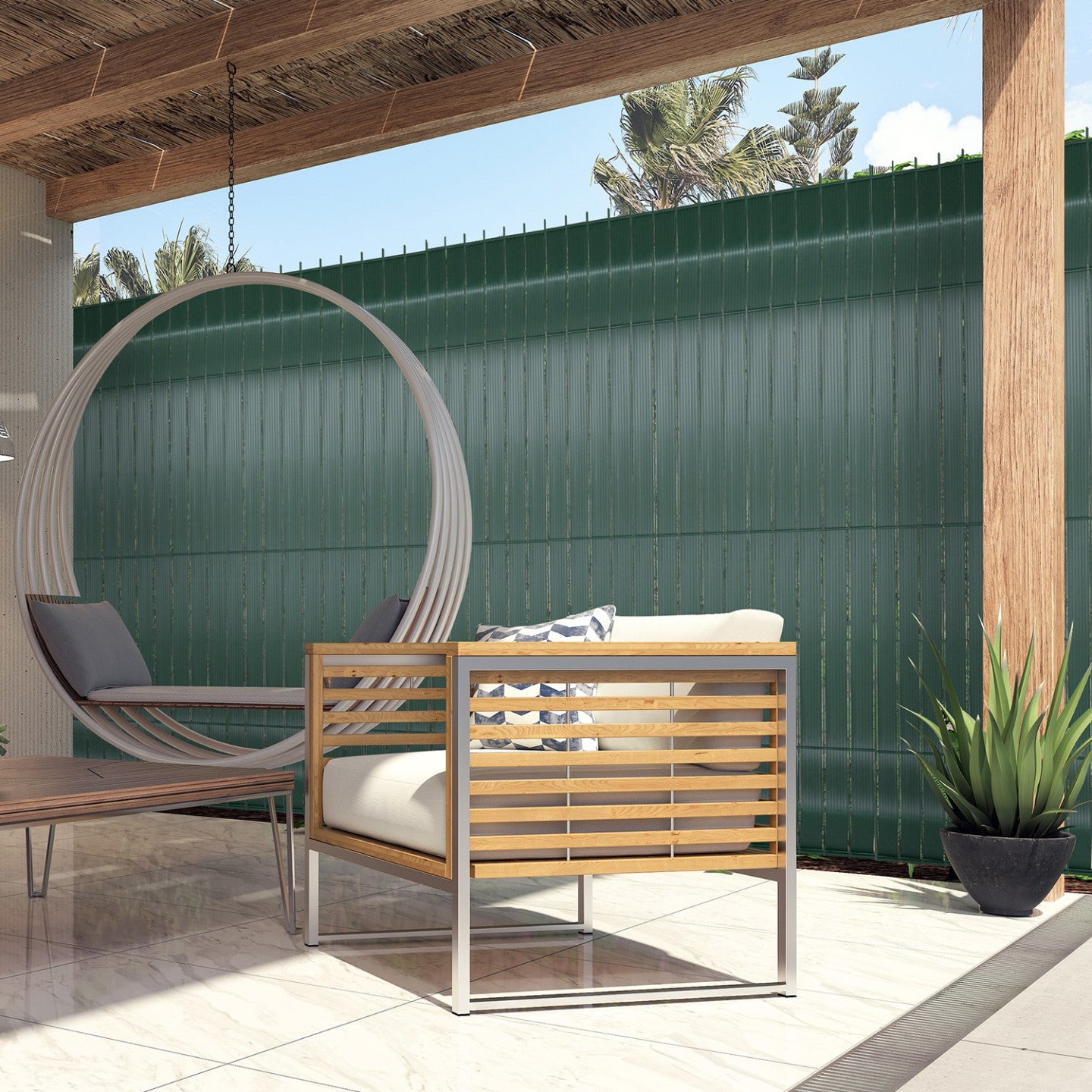 Brise-vue En PVC Vert 200 X 500 Cm - Pour Balcon, Terrasse, Jardin - Résistant Aux UV Et Intempéries, Double Renfort - Protection Intimité Et Vent - 2