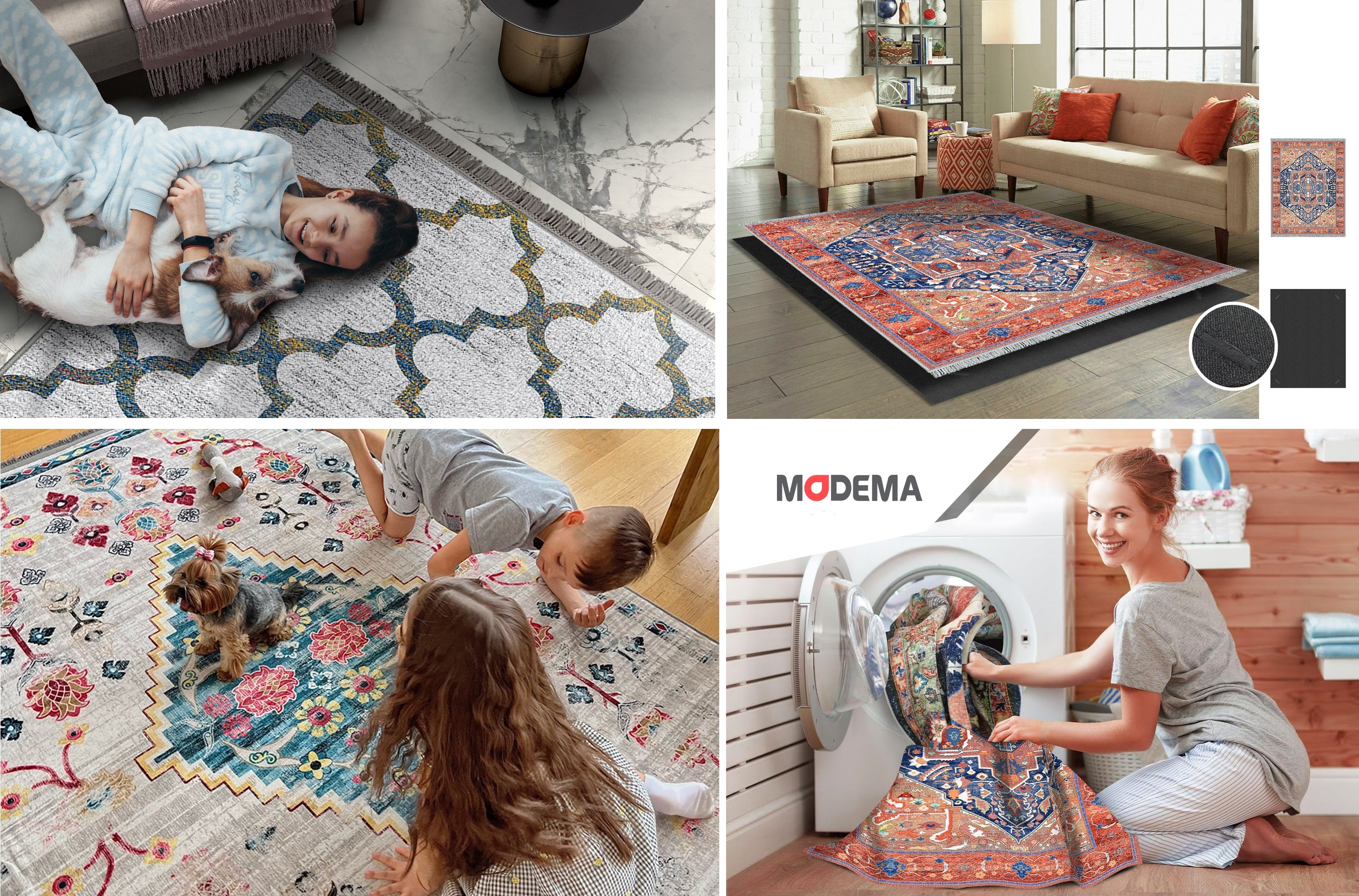 MODEMA - Tappeto lavabile in lavatrice, fondo antiscivolo, tappeto per corridoio 100x300cm Dune - 9