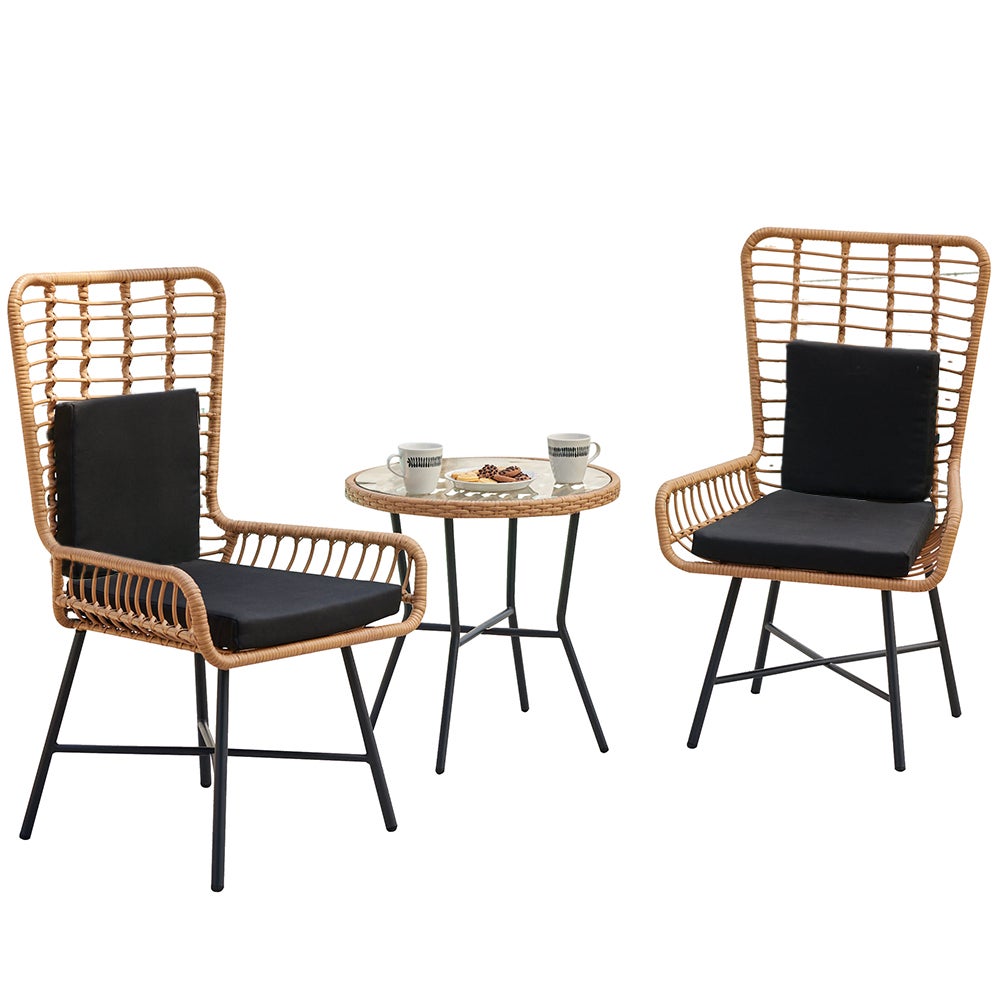 Set Tavolo e Sedie da Giardino in Polyrattan Design Intrecciato