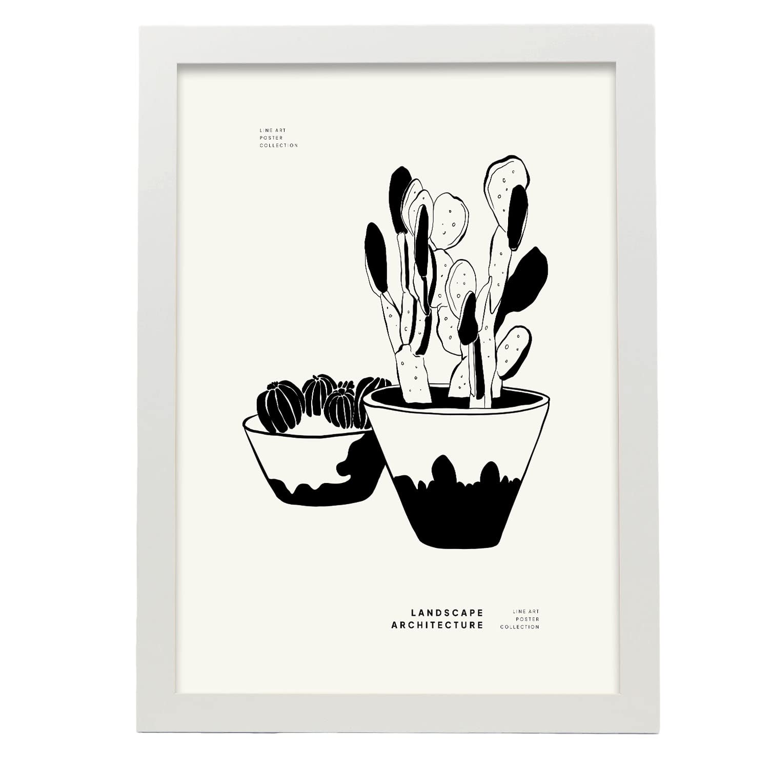 Nacnic póster pop art abstracto. pequeño cactus en maceta ilustraciones artísticas modernas para la decoración de interiores. con marco blanco - a3