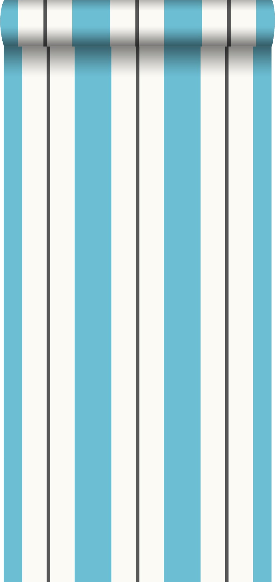 Tapeta paski turkusowymIszarym - 53 cm x 10.05 m - ESTAHOME