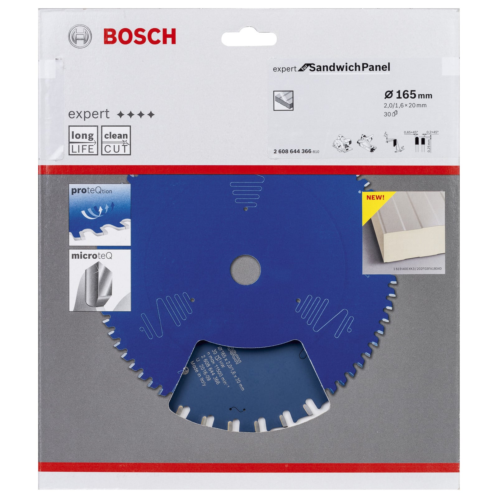 Bosch Professional - Lame Scie Circulaire Expert Panneaux Sandwich 165X20X2,0mm, 30D - 2608644366 - 2