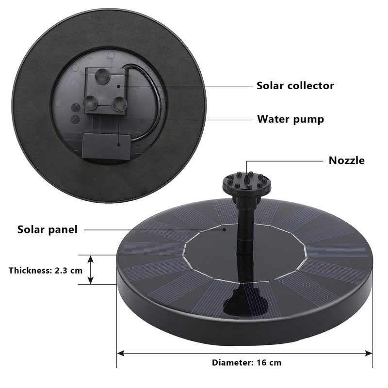 Fontaine solaire Pompe à Eau Solaire Pompe Pump pour Jardin panneau solaire 1.5 W - 2