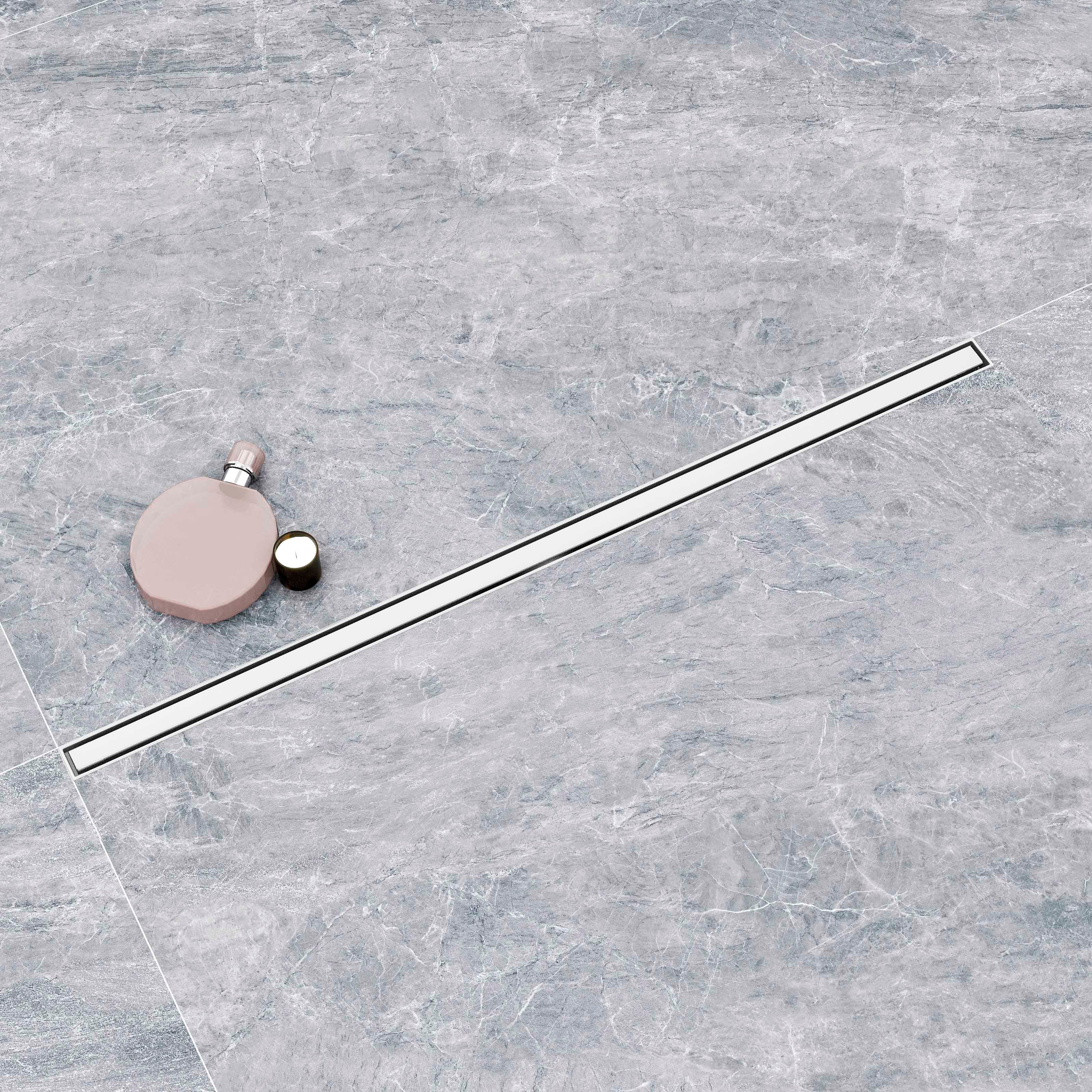 Caniveau Douche Italienne Doré 60 Cm - Panneau 2 En 1 Avec Siphon 360° Et Filtre