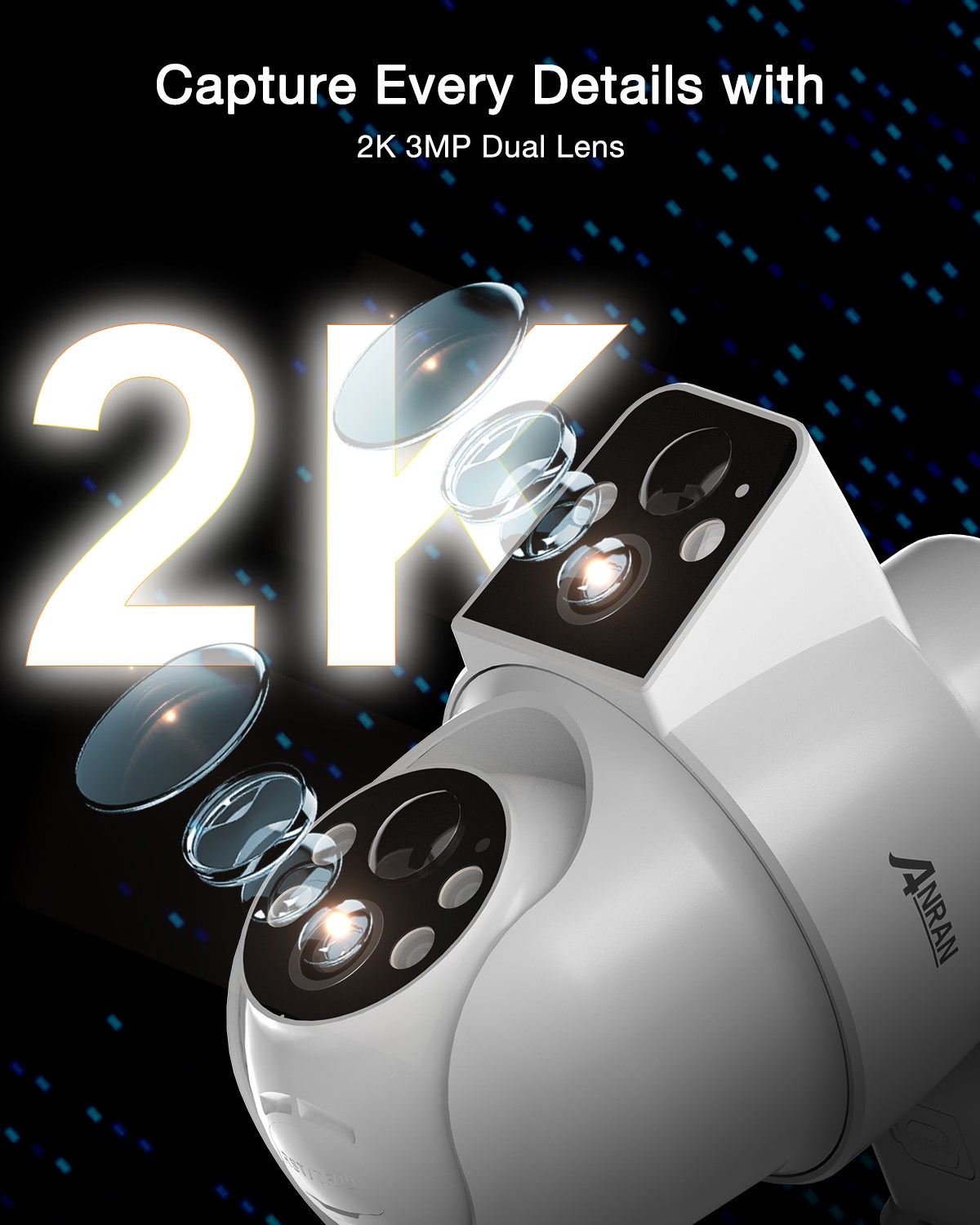 Caméra Surveillance 4K(2K+2K) WiFi Extérieure sans Fil Solaire , Double Objectif Double PIR, 360° Solaire Caméra, Vision Nocturne Couleur,ANRAN - 10