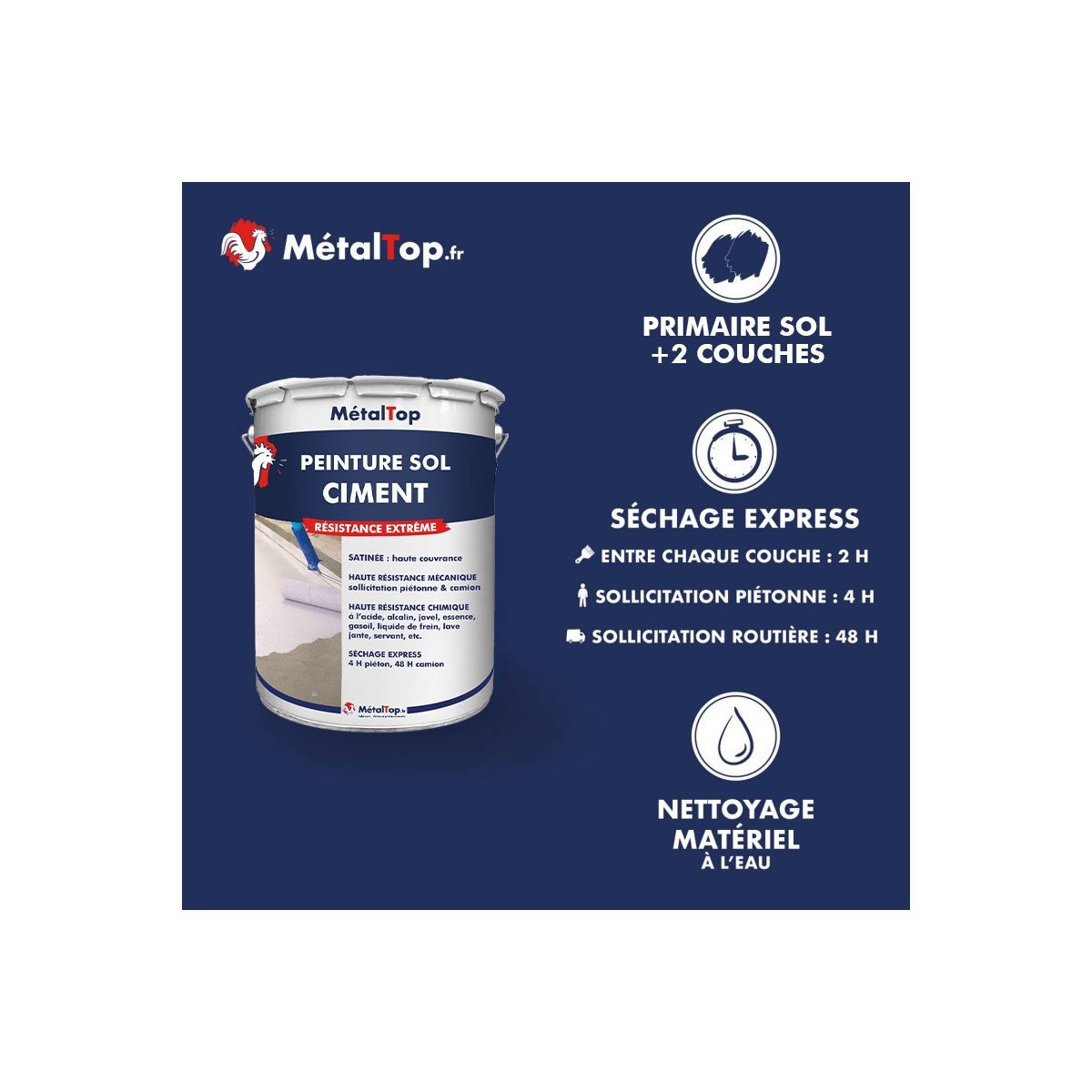 Peinture Sol Ciment - Noir foncé - RAL 9005 - 5 L - Métaltop - 4