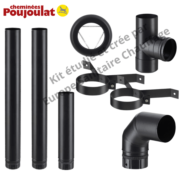 Kit installation intérieur conduit émaillé pour poêles à granulés - Poujoulat - Ø100 mm