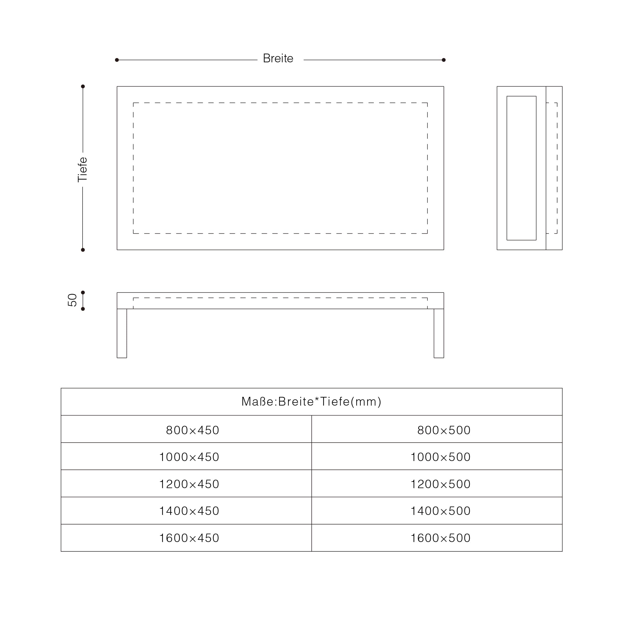 Mai & Mai Meuble sous Vasque Chêne Blanc Clair Bois 50x100cm Plan de Travail pour Salle de Bain avec Équerres en Acier Inoxydable PL004 - 4