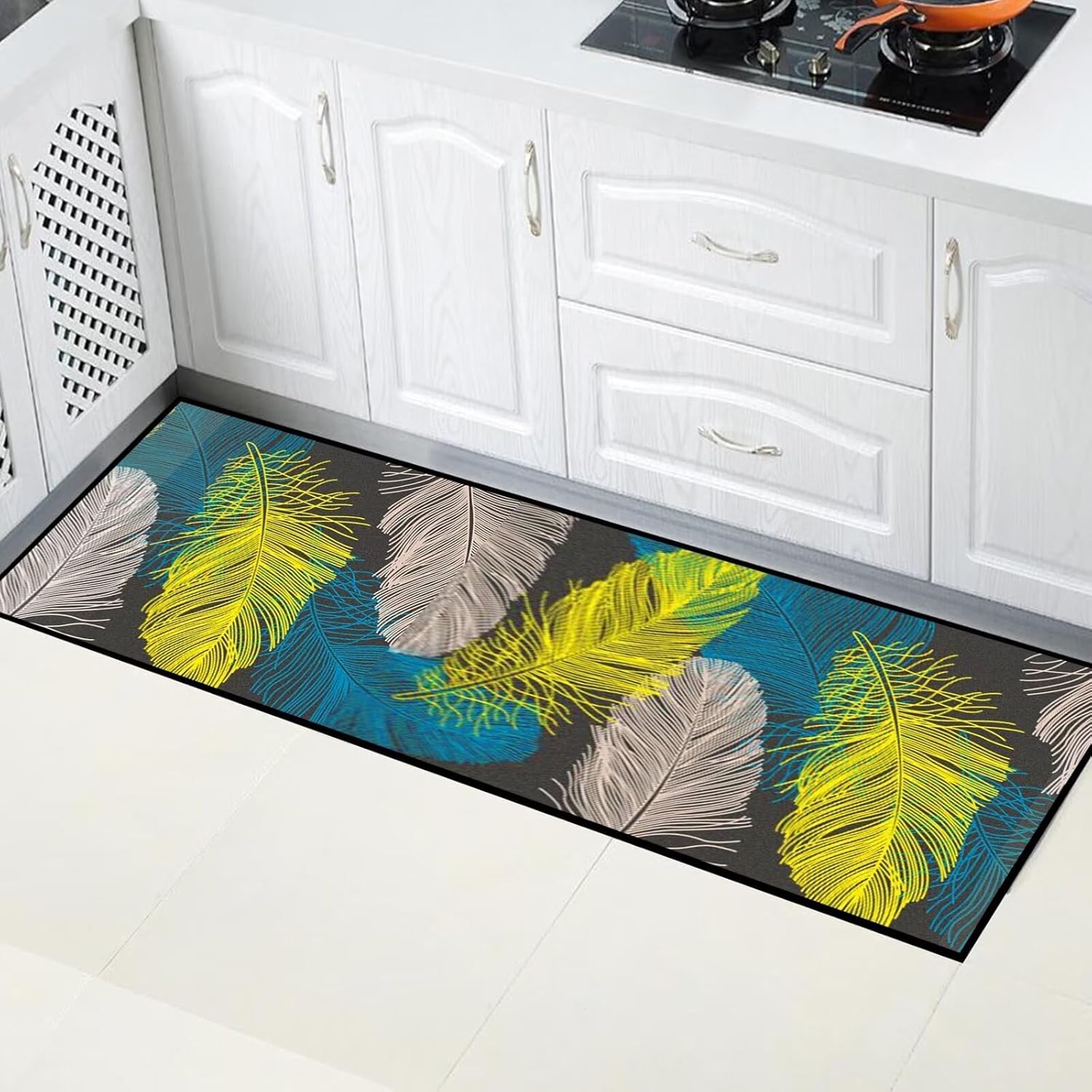 Tapis de salon, long, découpable, antidérapant, lavable, pour chambres, salons, salles à manger et couloirs, 120 x 200 cm - 4