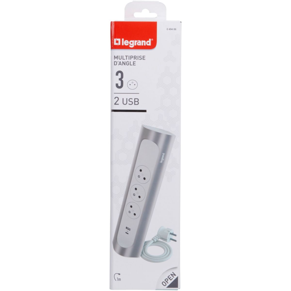 Multiprise LEGRAND FB 3X2P+T CORNER ANGLE USB A+C 1M BLANC - 2