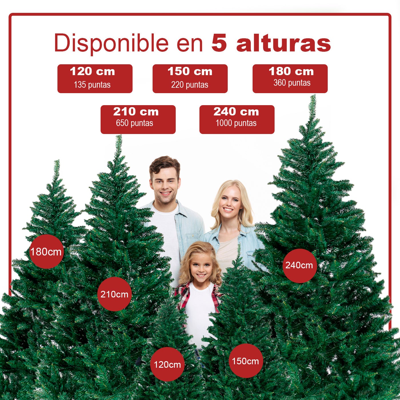 AITSSE- Árbol de Navidad Artificial Verde ,Árbol de PVC Ignifugo, Ramas Abatibles 180 cm de Alto - 4