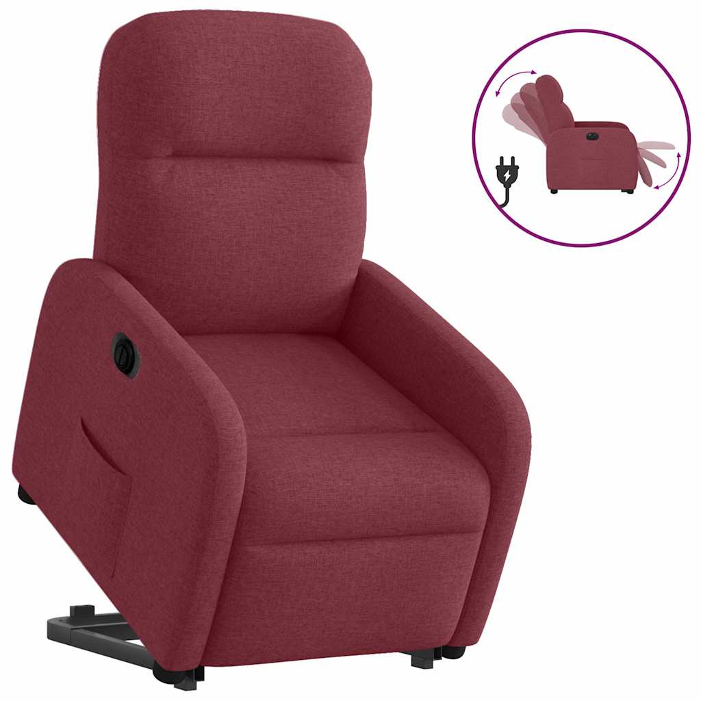 Fauteuil releveur inclinable électrique en tissu rouge - 2