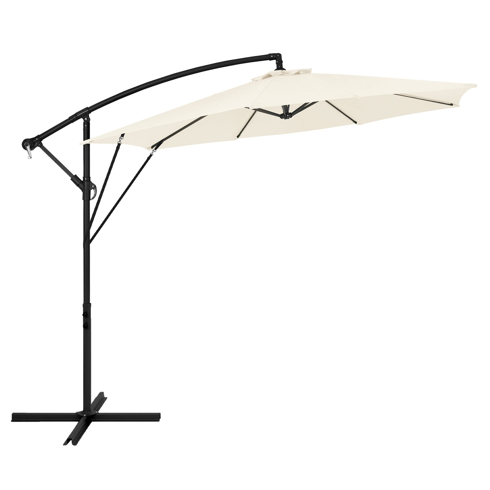ML-Design parasol ogrodowy Ø300cm beżowy aluminiowy z korbką UV50+ wodoodporny obrót 360° regulacja nachylenia ogród taras balkon pokrowiec