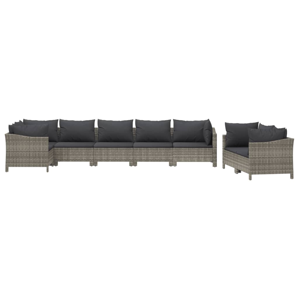 The Living Store - Salon de jardin 8 pcs avec coussins Gris Résine tressée - 3