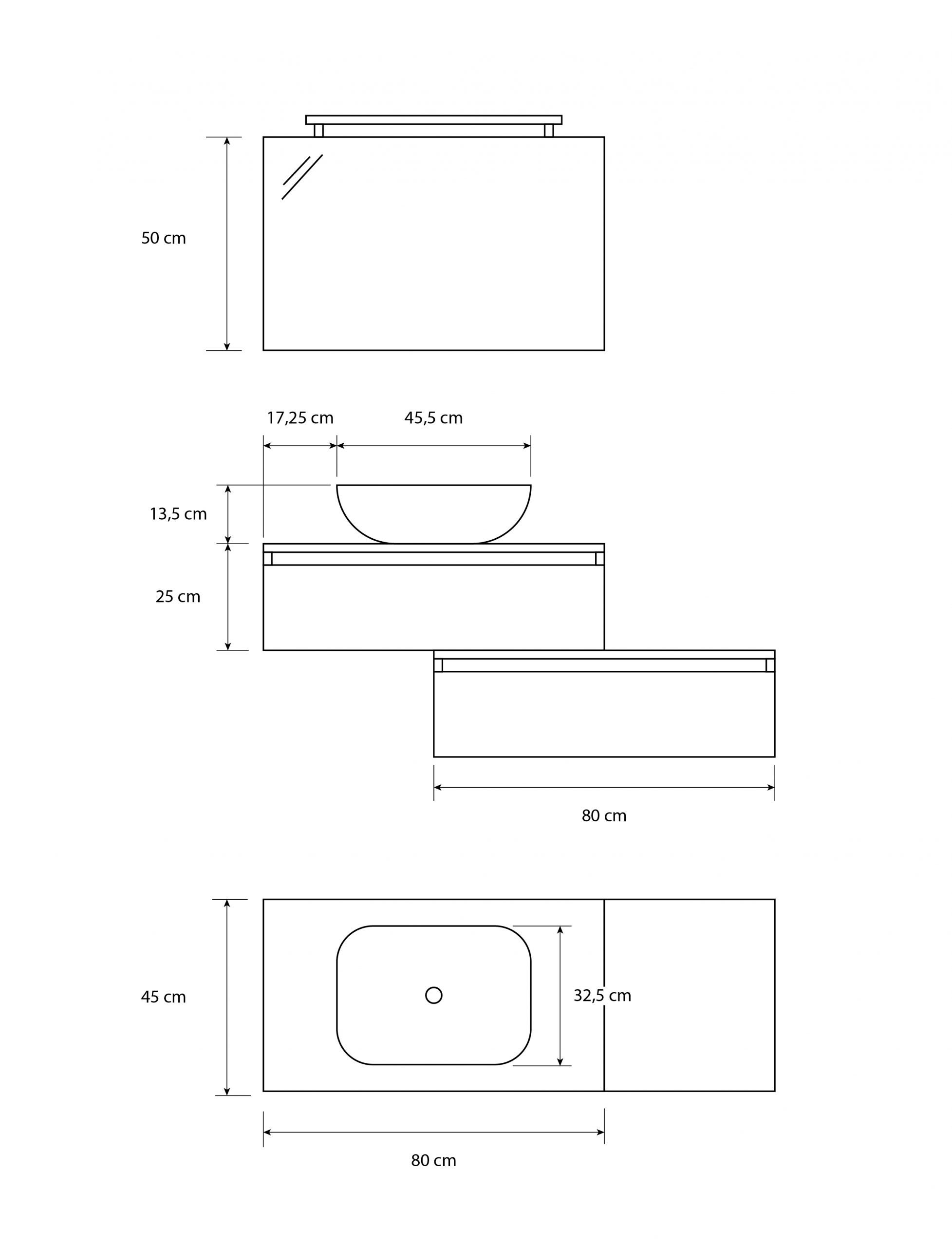 Ensemble de meubles de salle de bain Avantarea SANCY, Noir de jais 80 cm + vasque + miroir + spot LED - 5